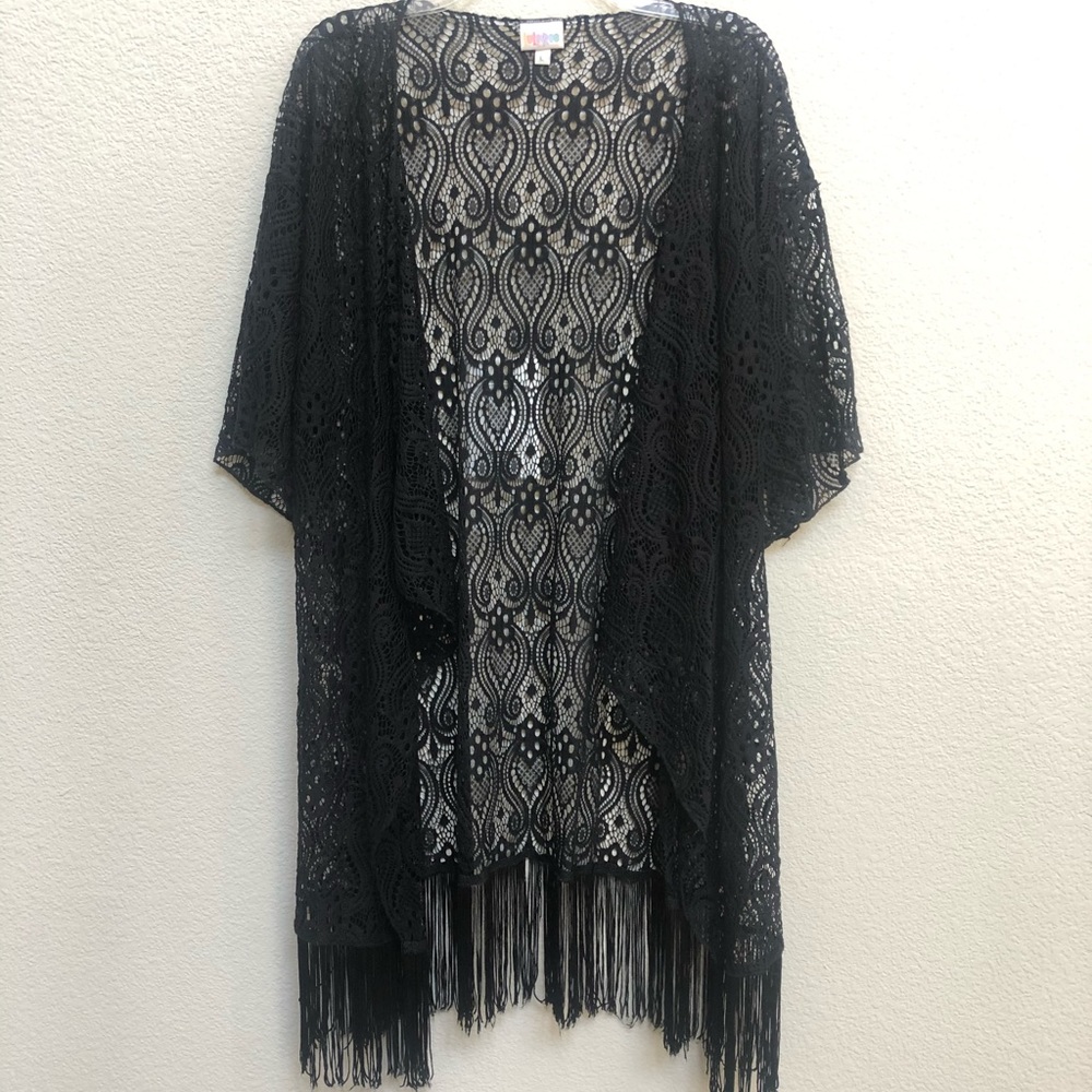 LuLaRoe Monroe Black Lace Kimono